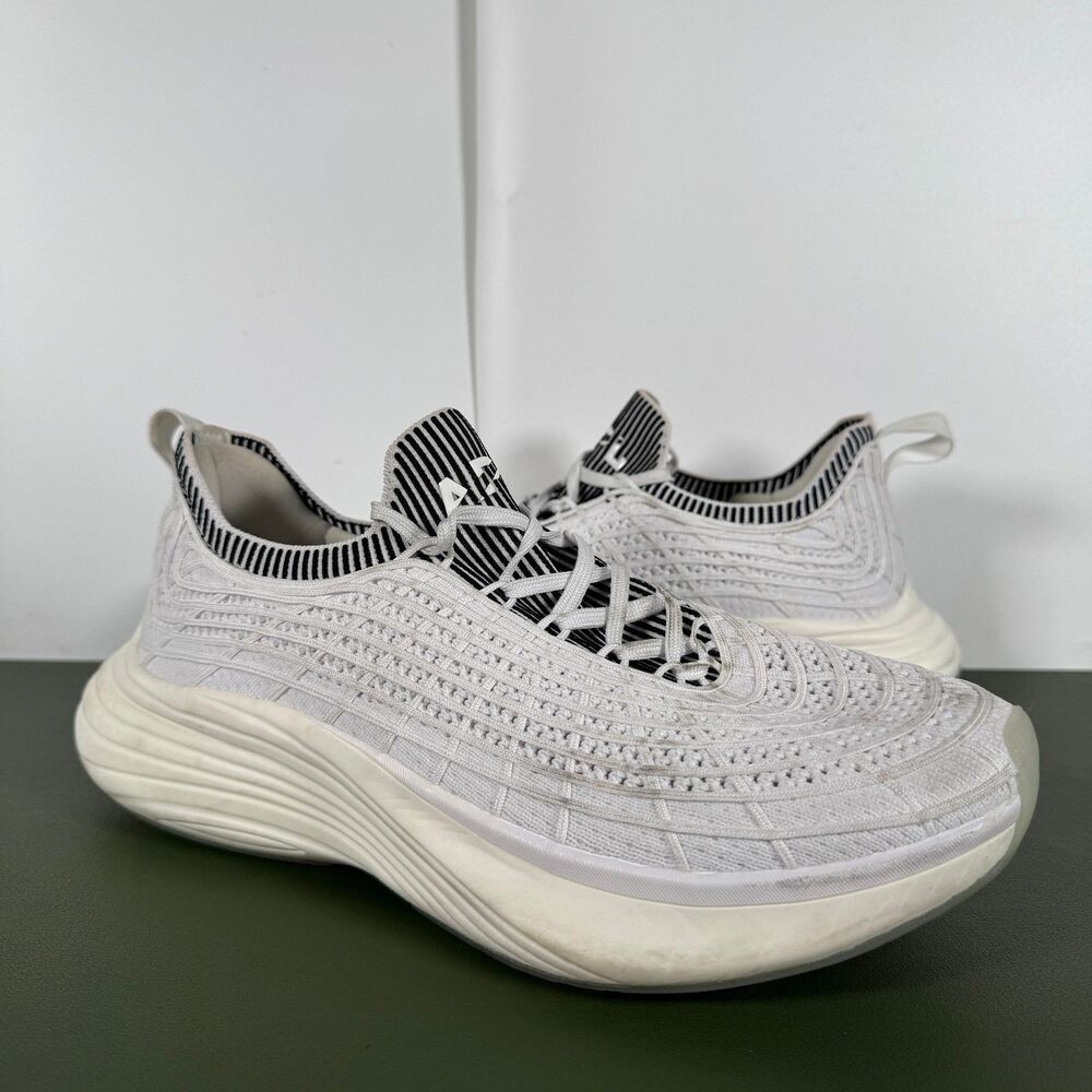 APL White Knit Slip-On Athletic Sneakers with Black Trim